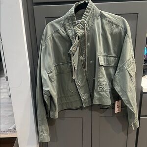 Sincerely Jules Green Utility Jacket with Stand-Up Collar